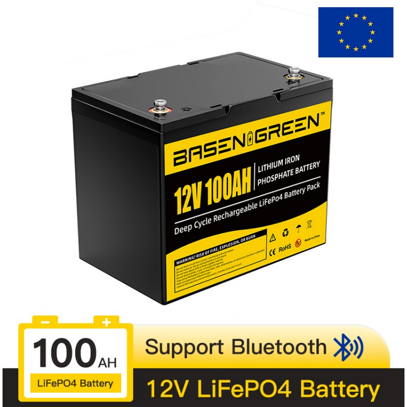12V 100ah LiFePO4 Battery Built-in 100A BMS with Bluetooth ship from China