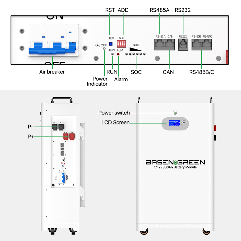 EU STOCK · 51.2V 300ah 15.36KWh Wall&Floor-mounted LiFePO4 Battery Pack for Solar Energy Storage