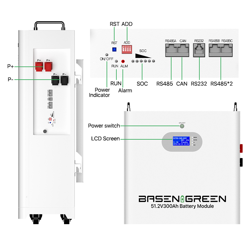 EU STOCK · 51.2V 300ah 15.36KWh Wall&Floor-mounted LiFePO4 Battery Pack for Solar Energy Storage