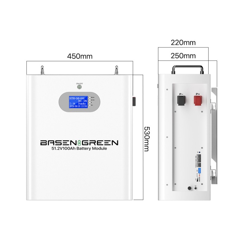 51.2V 100AH 5KWH Wall Mounted  LiFePO4 Solar Battery